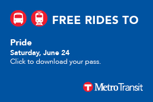 Free Rides to Pride on June 24 - Click to complete the form to get your pass.