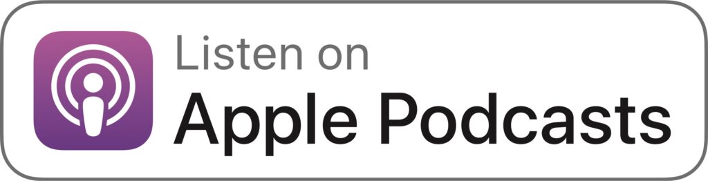White box that says "Listen on Apple Podcasts"
